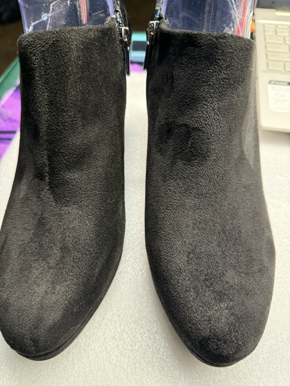 Xappeal Black Suede Ankle Booties with Side Zip